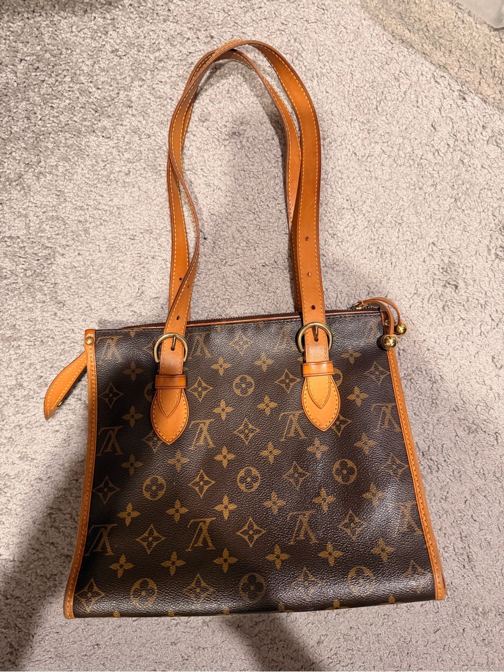 Louis Vuitton Monogram Canvas Shoulder Tote with Vachetta Straps
